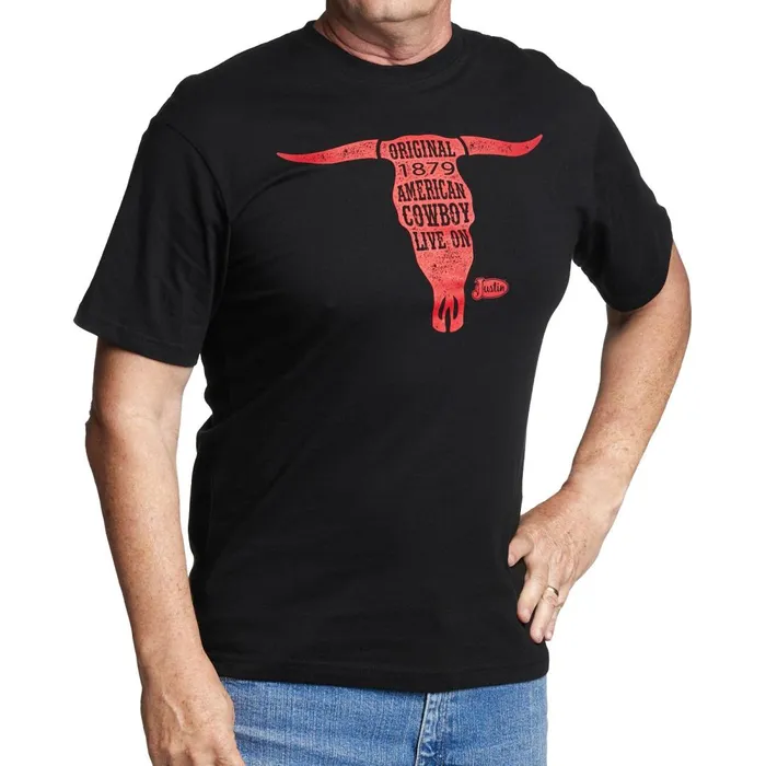 MEN Cowboy Live On Tee Black Justin Boots TShirts and Polos