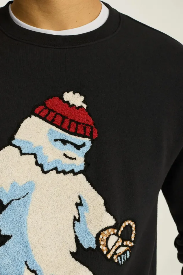 Men Critter Supersoft Fleece Crew Yeti In The City Bonobos Sweatshirts and Hoodies