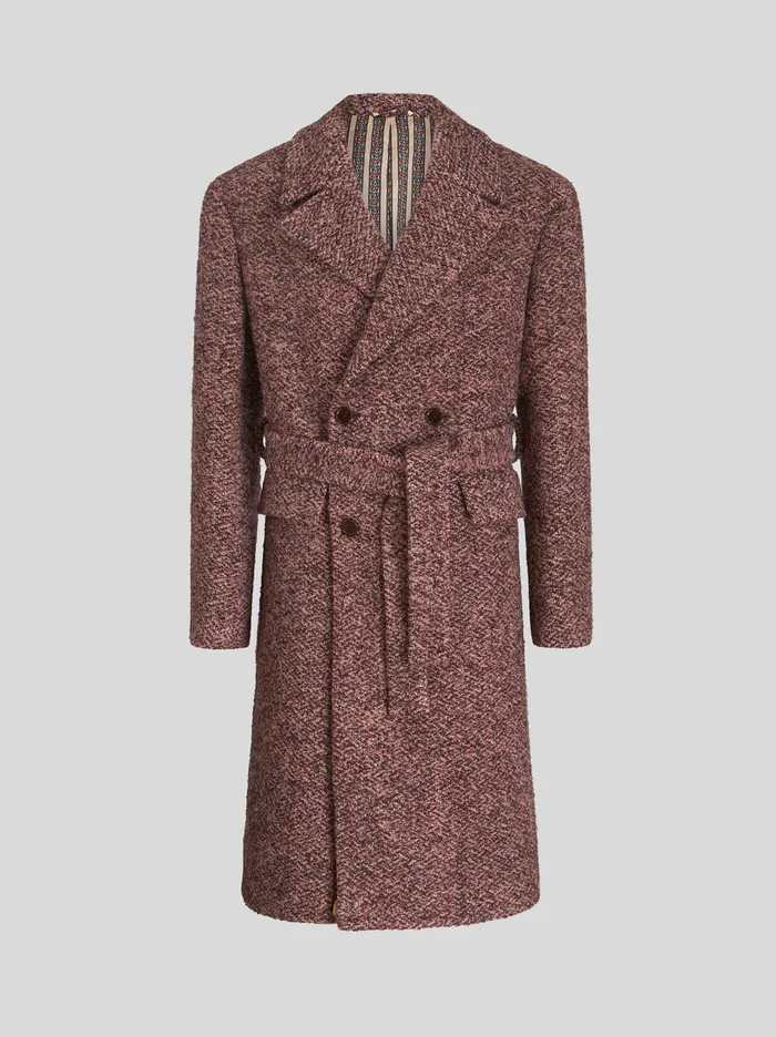Men DoubleBreasted Wool Midi Coat Etro Coats And Outerwear