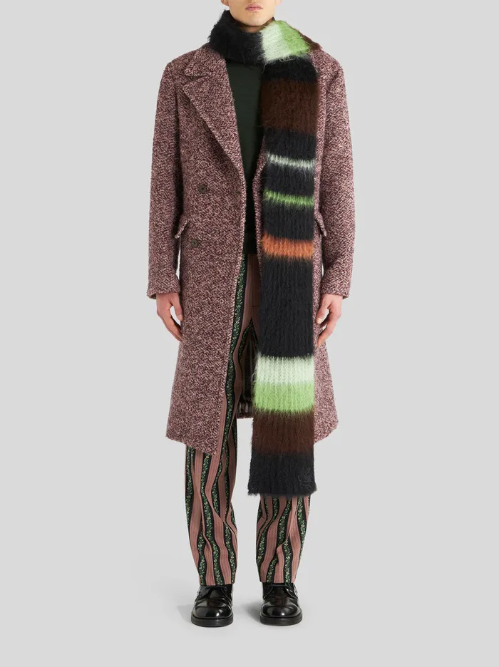 Men DoubleBreasted Wool Midi Coat Etro Coats And Outerwear