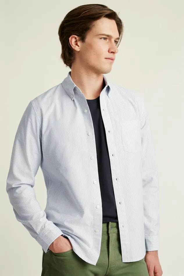 Men Everyday Oxford Shirt Grey Classic Stripe Bonobos Casual Shirts