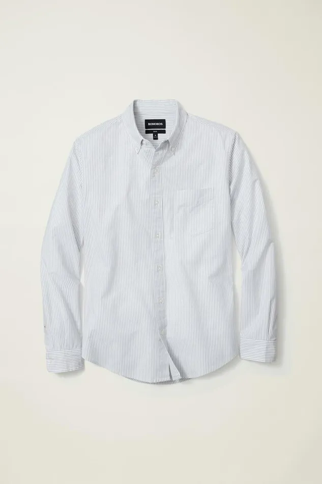 Men Everyday Oxford Shirt Grey Classic Stripe Bonobos Casual Shirts