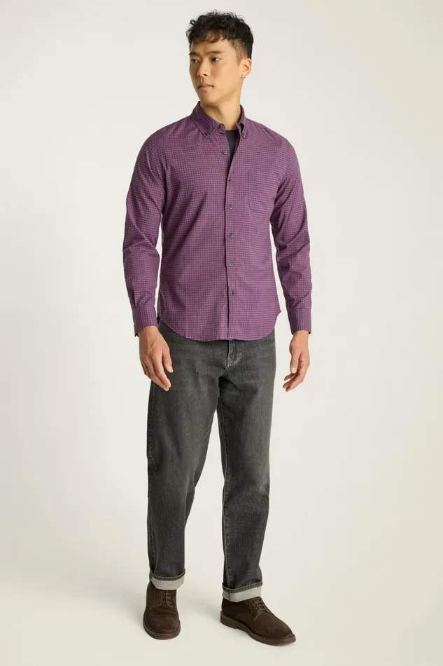 Men Everyday Shirt Navy Plum Check Bonobos Casual Shirts