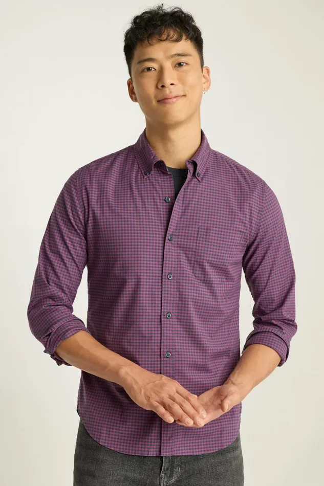 Men Everyday Shirt Navy Plum Check Bonobos Casual Shirts