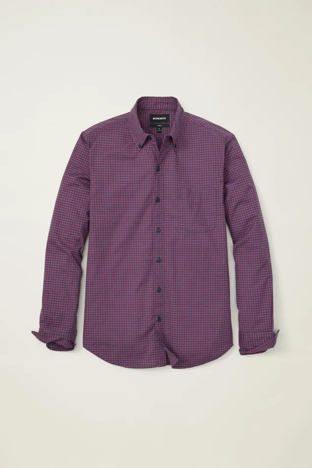 Men Everyday Shirt Navy Plum Check Bonobos Casual Shirts