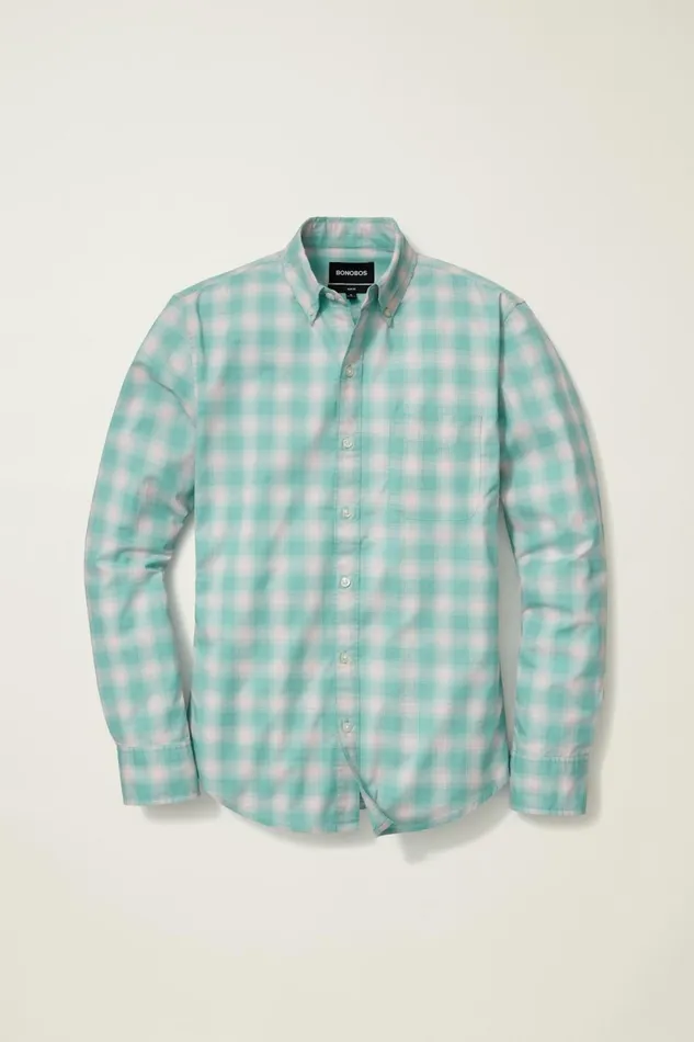 Men Everyday Shirt Pinkesque Plaid Bonobos Casual Shirts