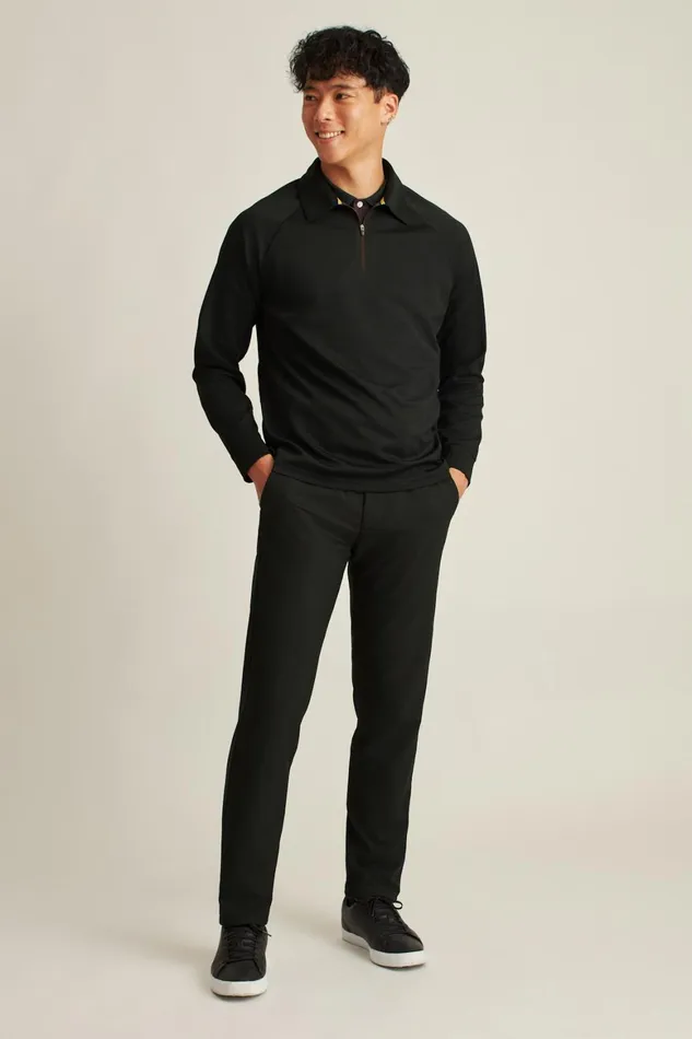 Men Fall Ball Long Sleeve Golf Polo Black Bonobos Golf Polos and Tops