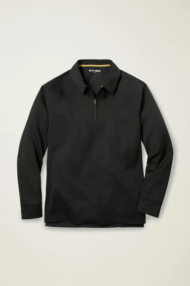 Men Fall Ball Long Sleeve Golf Polo Black Bonobos Golf Polos and Tops