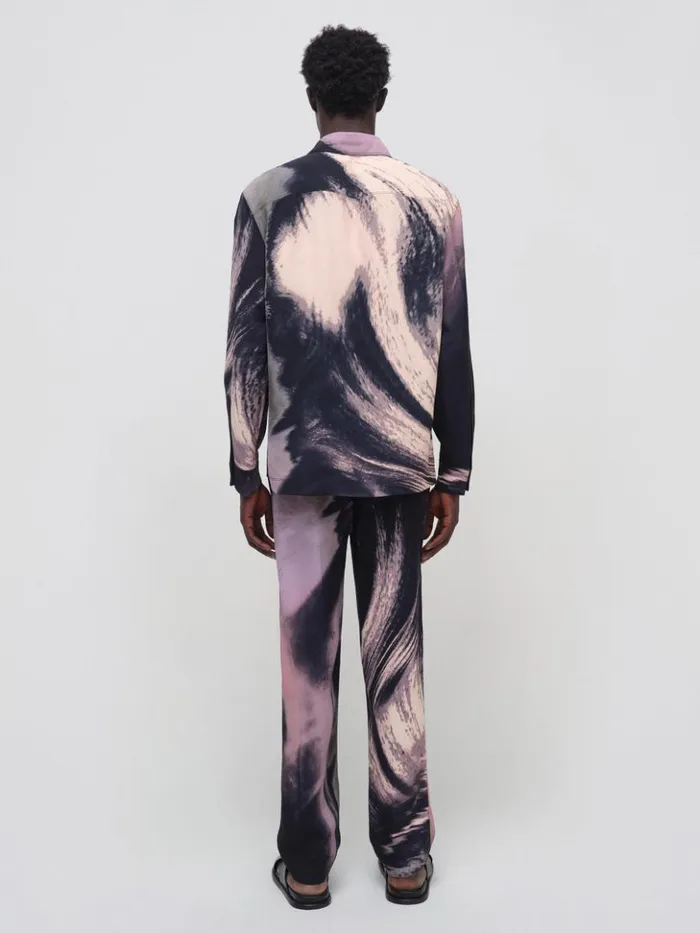 Men Finn Shirt Black Wave Print Jonathan Simkhai Tops and TShirts