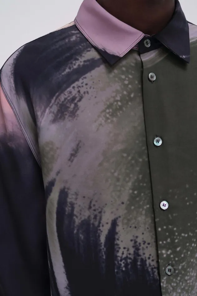 Men Finn Shirt Black Wave Print Jonathan Simkhai Tops and TShirts