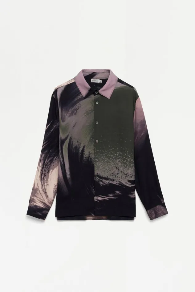 Men Finn Shirt Black Wave Print Jonathan Simkhai Tops and TShirts