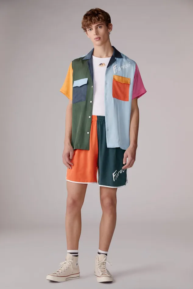 Men Fiorucci Shirts Colour Block Bowling Shirt Multi