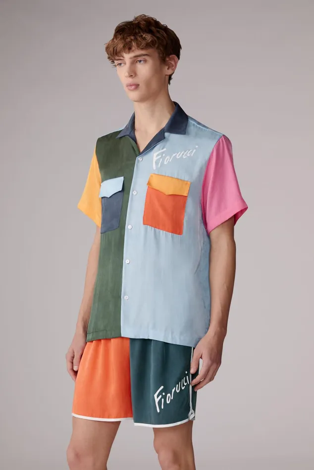Men Fiorucci Shirts Colour Block Bowling Shirt Multi Men Fiorucci Shirts Colour Block Bowling Shirt Multi