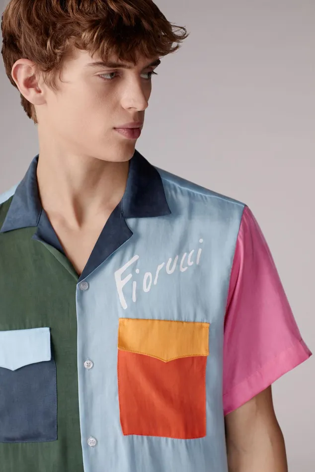 Men Fiorucci Shirts Colour Block Bowling Shirt Multi Men Fiorucci Shirts Colour Block Bowling Shirt Multi