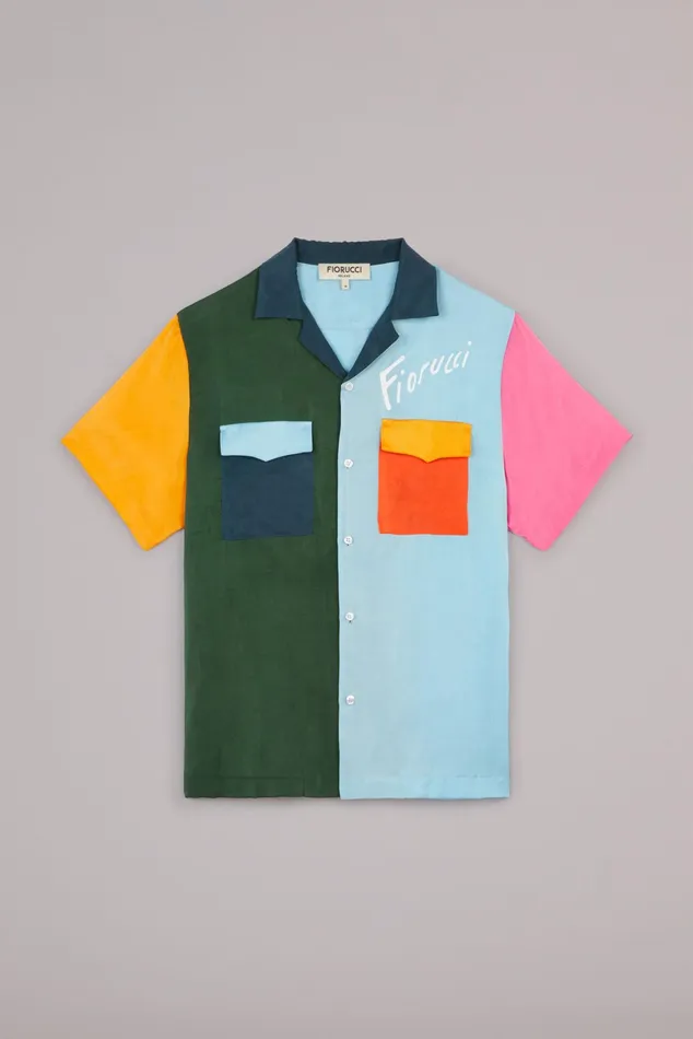 Men Fiorucci Shirts Colour Block Bowling Shirt Multi Men Fiorucci Shirts Colour Block Bowling Shirt Multi