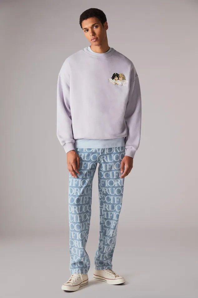 Men Fiorucci Sweatshirts and Hoodies Angels Pop Logo Sweatshirt Lilac