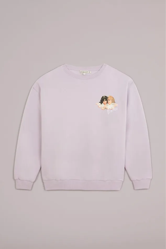 Men Fiorucci Sweatshirts and Hoodies Angels Pop Logo Sweatshirt Lilac Men Fiorucci Sweatshirts and Hoodies Angels Pop Logo Sweatshirt Lilac