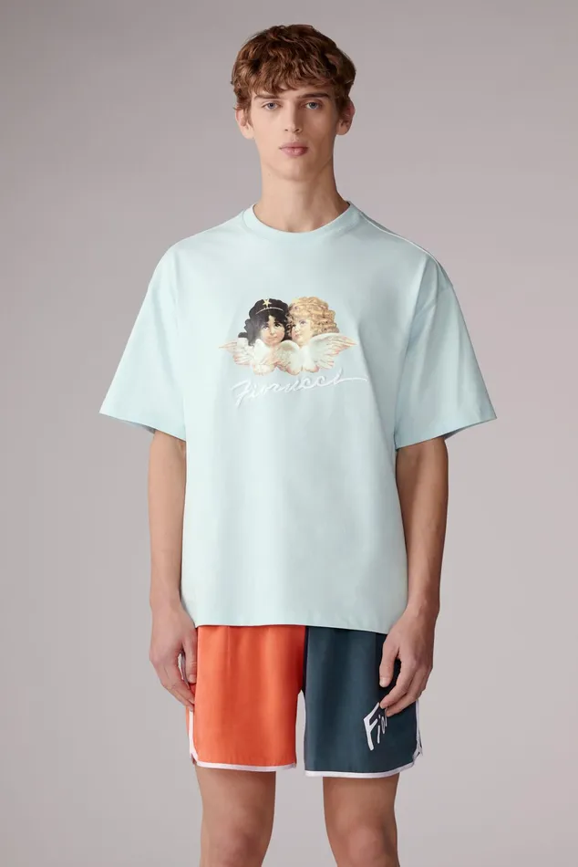 Men Fiorucci TShirts and Tops Angels Squiggle Logo TShirt Blue Men Fiorucci TShirts and Tops Angels Squiggle Logo TShirt Blue