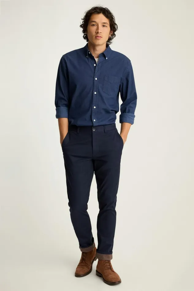 Men Fireside Flannel Lined Chinos Dark Navy Blue Bonobos Chinos