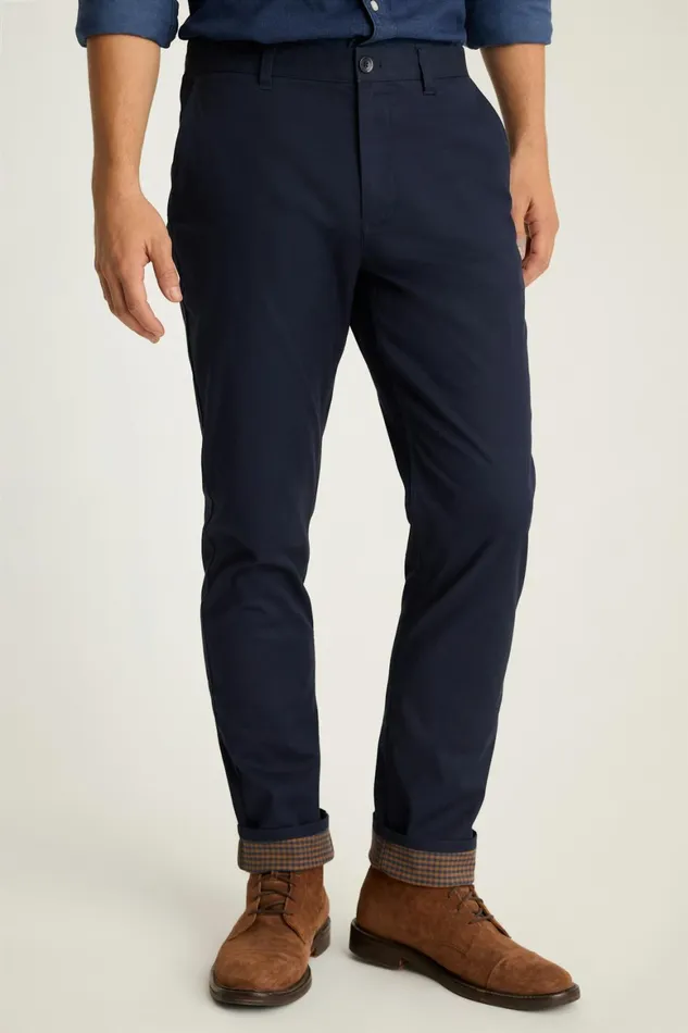 Men Fireside Flannel Lined Chinos Dark Navy Blue Bonobos Chinos