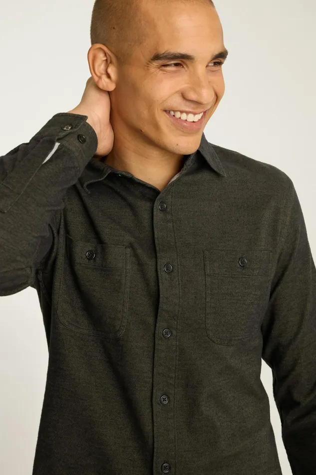 Men Fireside Flannel Shirt Olive Green Twill Dobby Bonobos Overshirts
