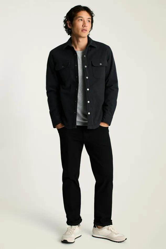 Men Flannel Quilted Jacket Charcoal Herringbone Bonobos Overshirts