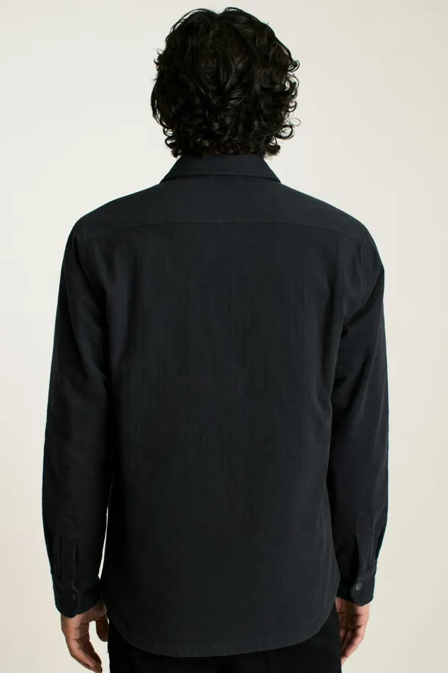 Men Flannel Quilted Jacket Charcoal Herringbone Bonobos Overshirts