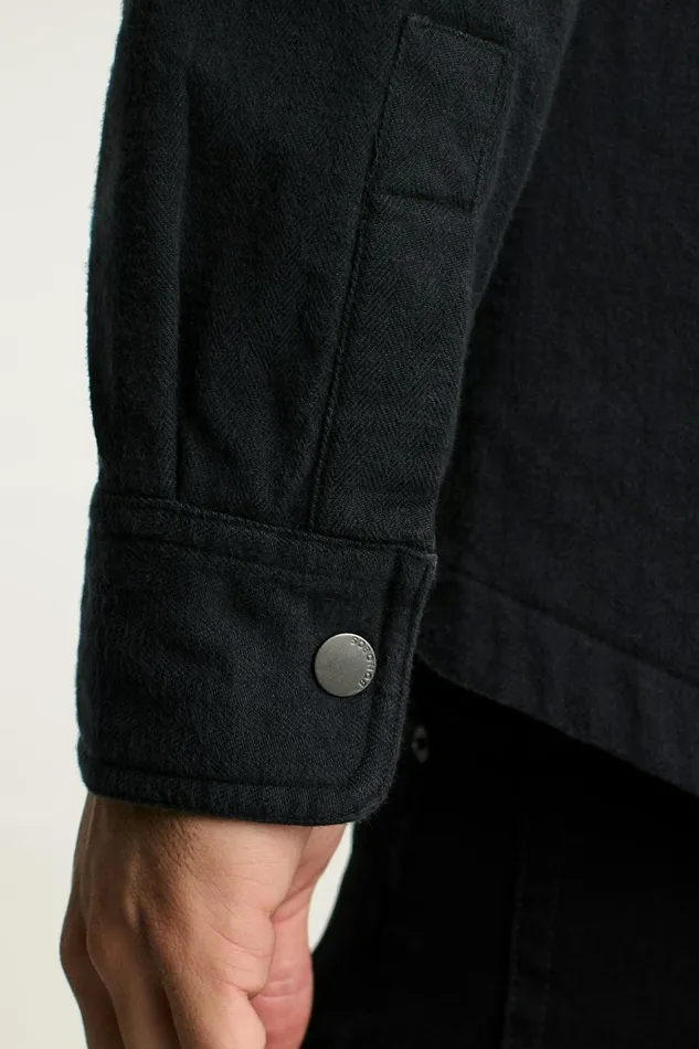 Men Flannel Quilted Jacket Charcoal Herringbone Bonobos Overshirts