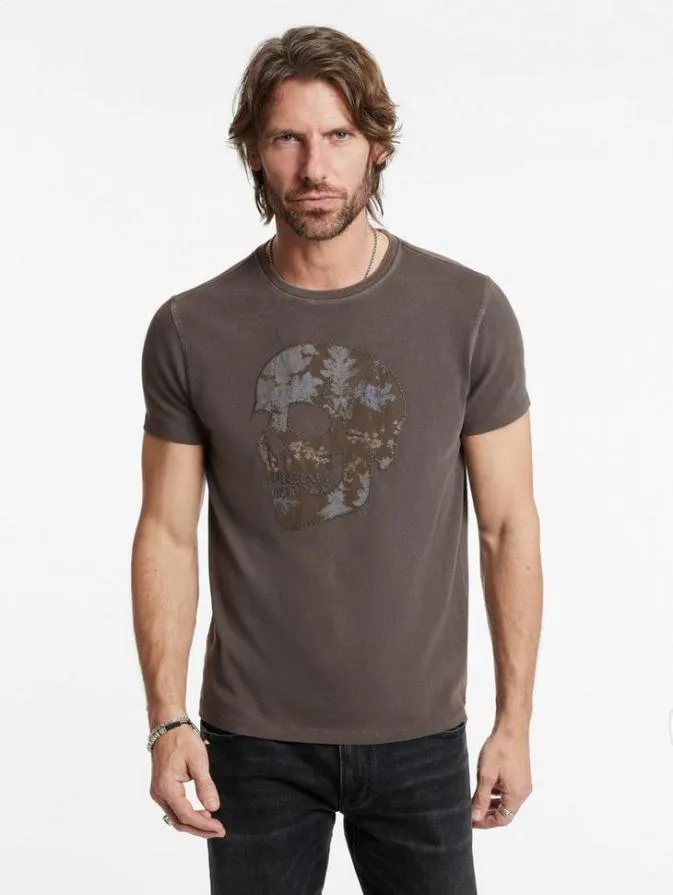 Men Graphic Tees John Varvatos APPLIQUE SKULL TEE Drill Olive