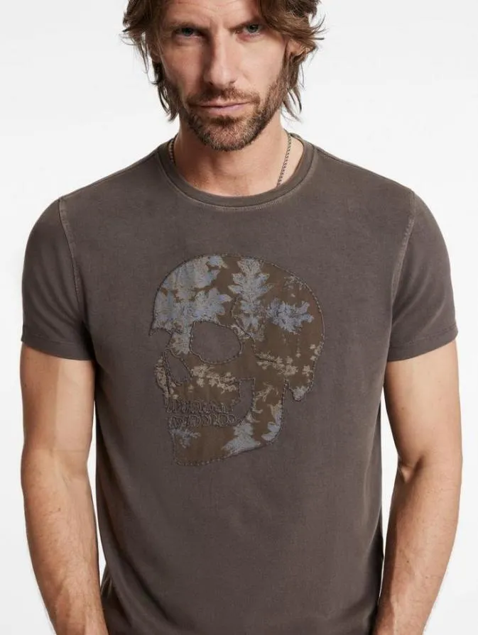 Men Graphic Tees John Varvatos APPLIQUE SKULL TEE Drill Olive