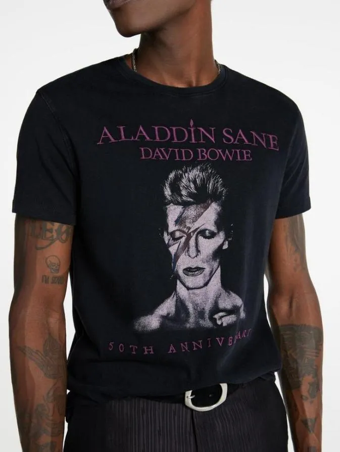 Men Graphic Tees John Varvatos BOWIE ALADDIN SANE TEE Black
