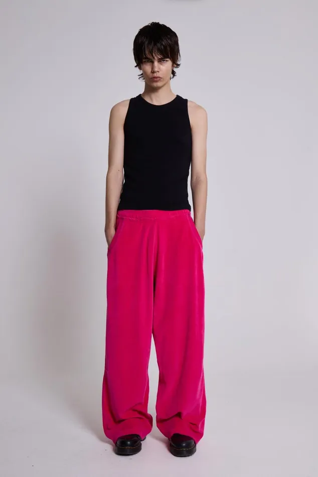 Men Hot Pink Velour Monster Joggers Jaded London Joggers and Sweatpants