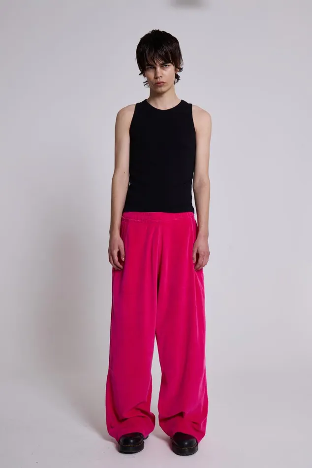Men Hot Pink Velour Monster Joggers Jaded London Joggers and Sweatpants