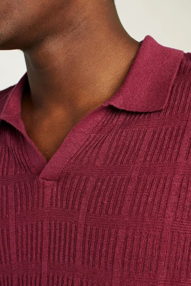 Men Hudson Italian Sweater Polo Red Linen Bonobos Polos