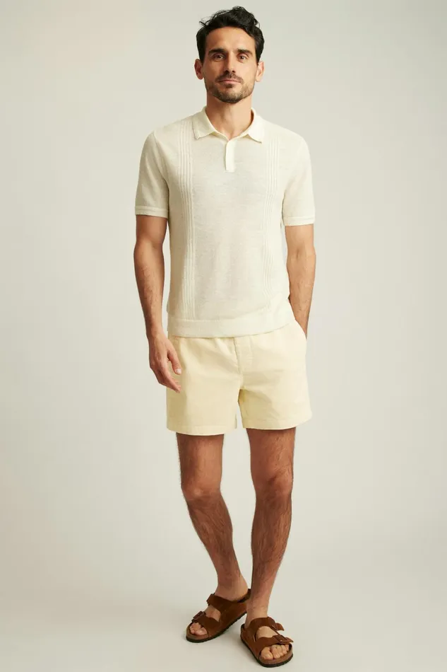 Men Hudson Italian Sweater Polo White Linen Bonobos Polos