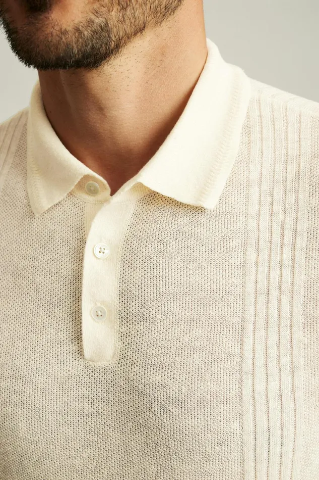 Men Hudson Italian Sweater Polo White Linen Bonobos Polos