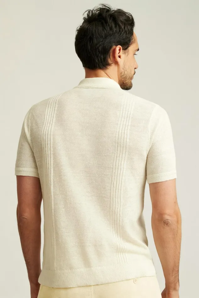 Men Hudson Italian Sweater Polo White Linen Bonobos Polos