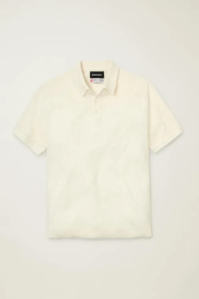 Men Hudson Italian Sweater Polo White Linen Bonobos Polos