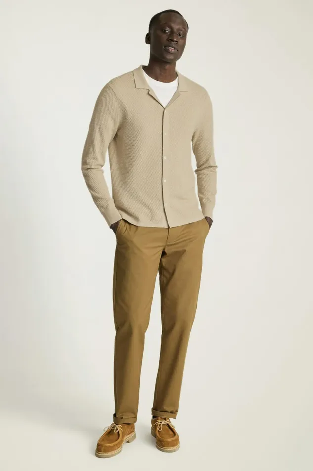 Men Hudson Long Sleeve Sweater Polo Cream Cotton Cashmere Diamond Bonobos Sweater Polos