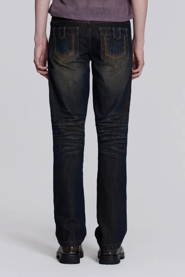 Men Indigo Slub Flared Jeans Jaded London Bootcut Jeans
