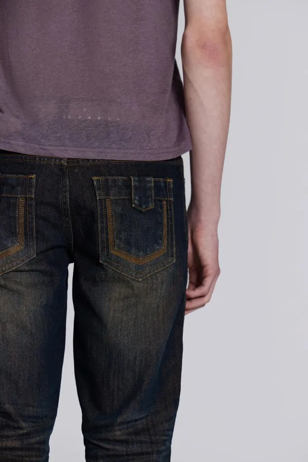 Men Indigo Slub Flared Jeans Jaded London Bootcut Jeans