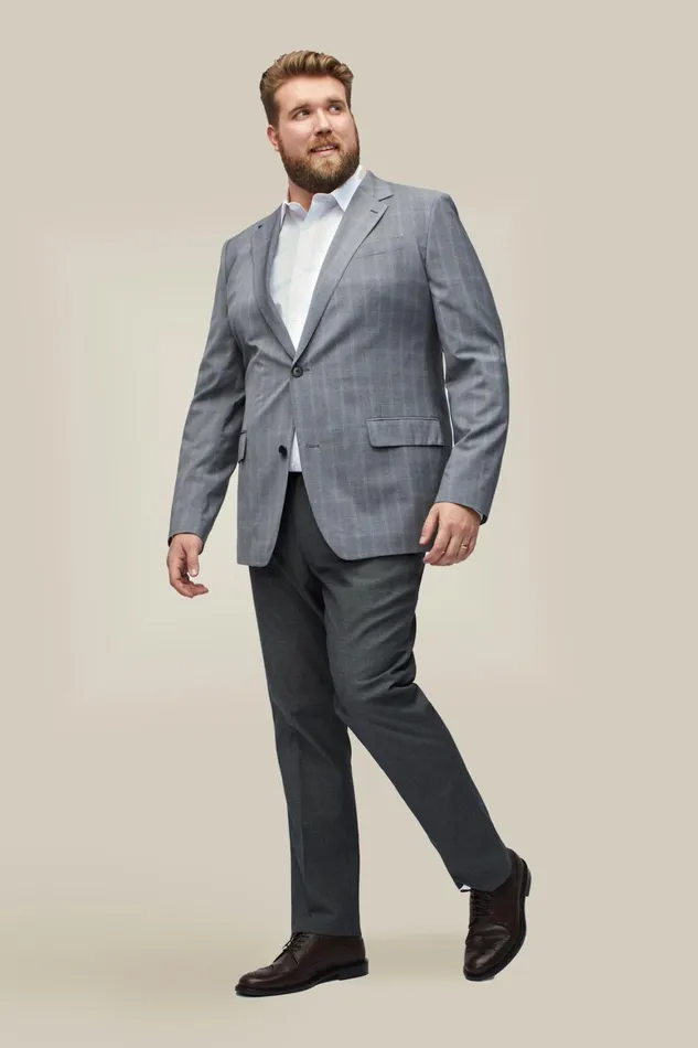Men Italian Performance Wool Blazer Extended Sizes Landon Grey Large Plaid Bonobos Blazers and Sport Coats Men Italian Performance Wool Blazer Extended Sizes Landon Grey Large Plaid Bonobos Blazers and Sport Coats