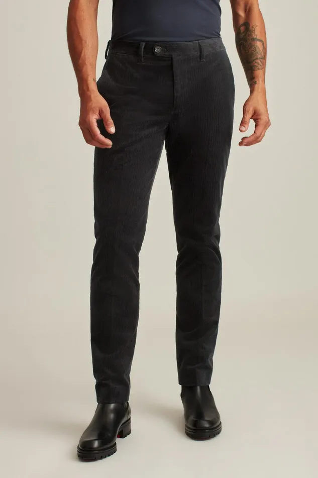 Men Italian Stretch Corduroy Trouser Black Bonobos Dress Pants