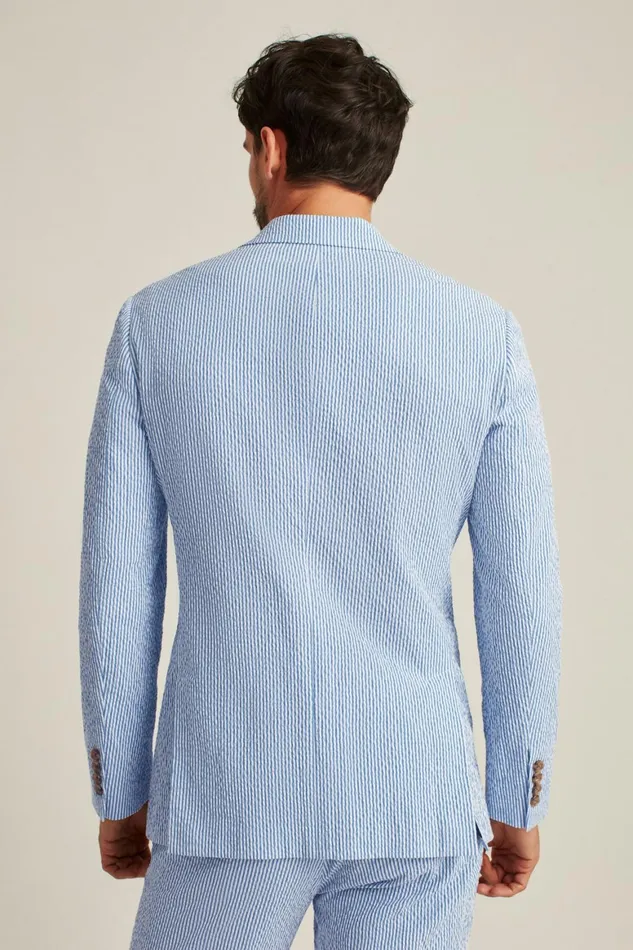 Men Italian Stretch Seersucker Suit Jacket Blue Seersucker Bonobos Blazers and Sport Coats
