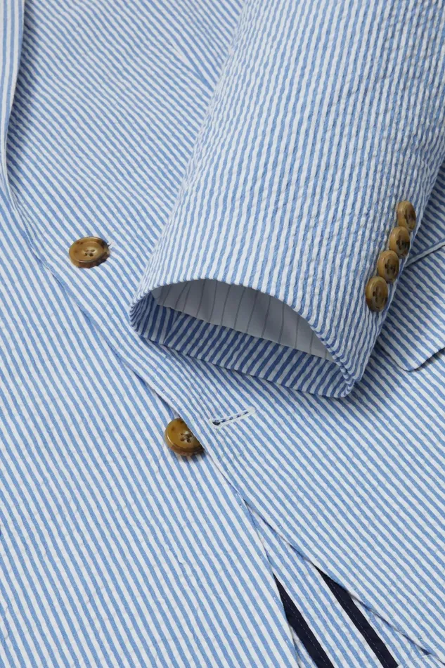 Men Italian Stretch Seersucker Suit Jacket Blue Seersucker Bonobos Blazers and Sport Coats