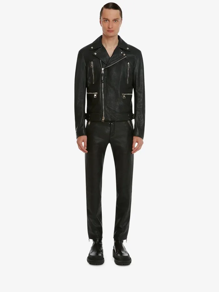 Men Jackets Alexander McQueen Mcqueen Classic Leather Biker Jacket Black