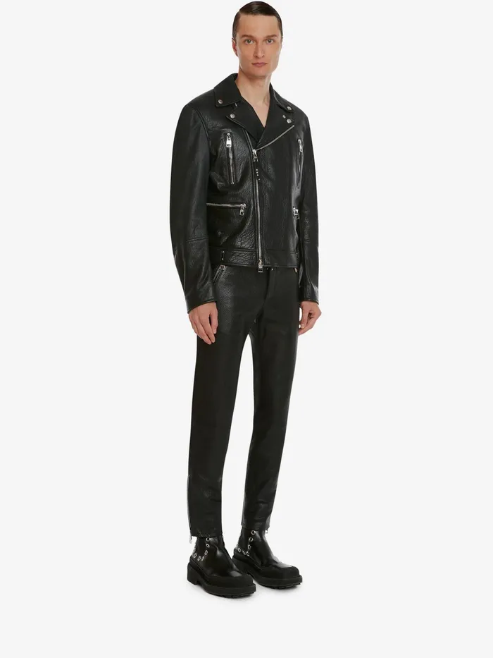 Men Jackets Alexander McQueen Mcqueen Classic Leather Biker Jacket Black