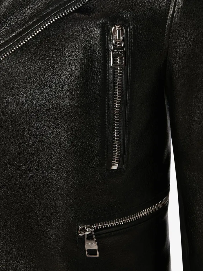 Men Jackets Alexander McQueen Mcqueen Classic Leather Biker Jacket Black