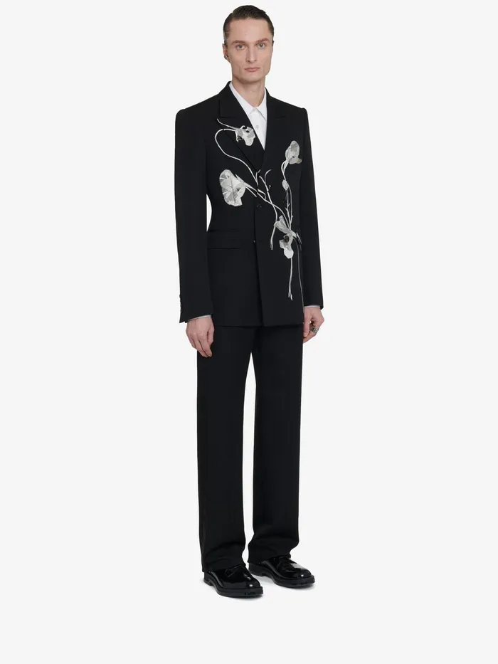 Men Jackets Alexander McQueen Pressed Flower DoubleBreasted Jacket Black