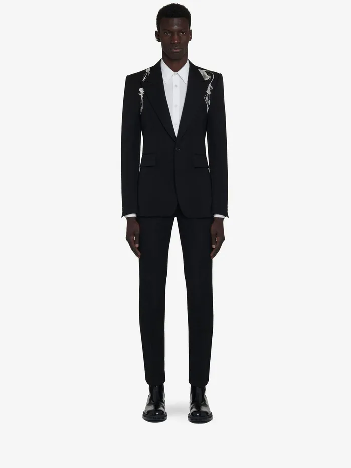 Men Jackets Alexander McQueen Pressed Flower Harness SingleBreasted Jacket Black